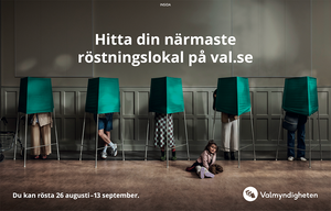 Annons i kollektivtrafiken från Valmyndigheten.