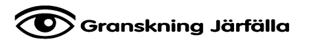 Symbol för partiet Granskning Järfälla, stiliserat öga i svart färg.